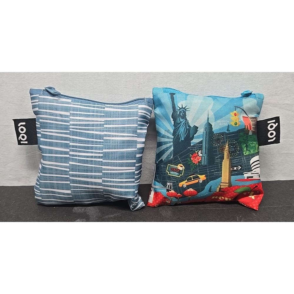 LOQI Urban New York City & Blue Reusable Shopping Bag Packable All Over Print x2